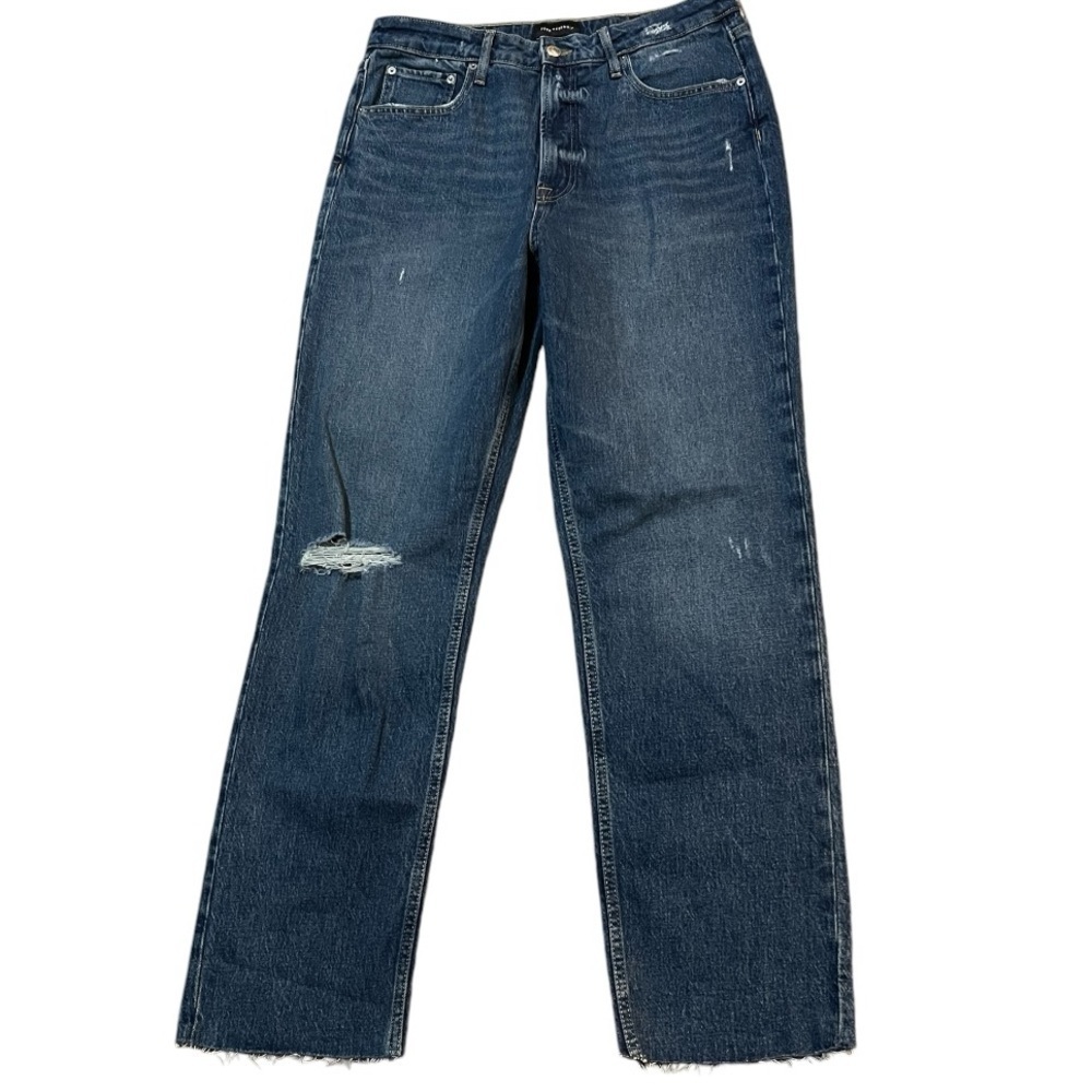 Free Assembly High Rise Straight Leg Raw Hem Jeans Size 12